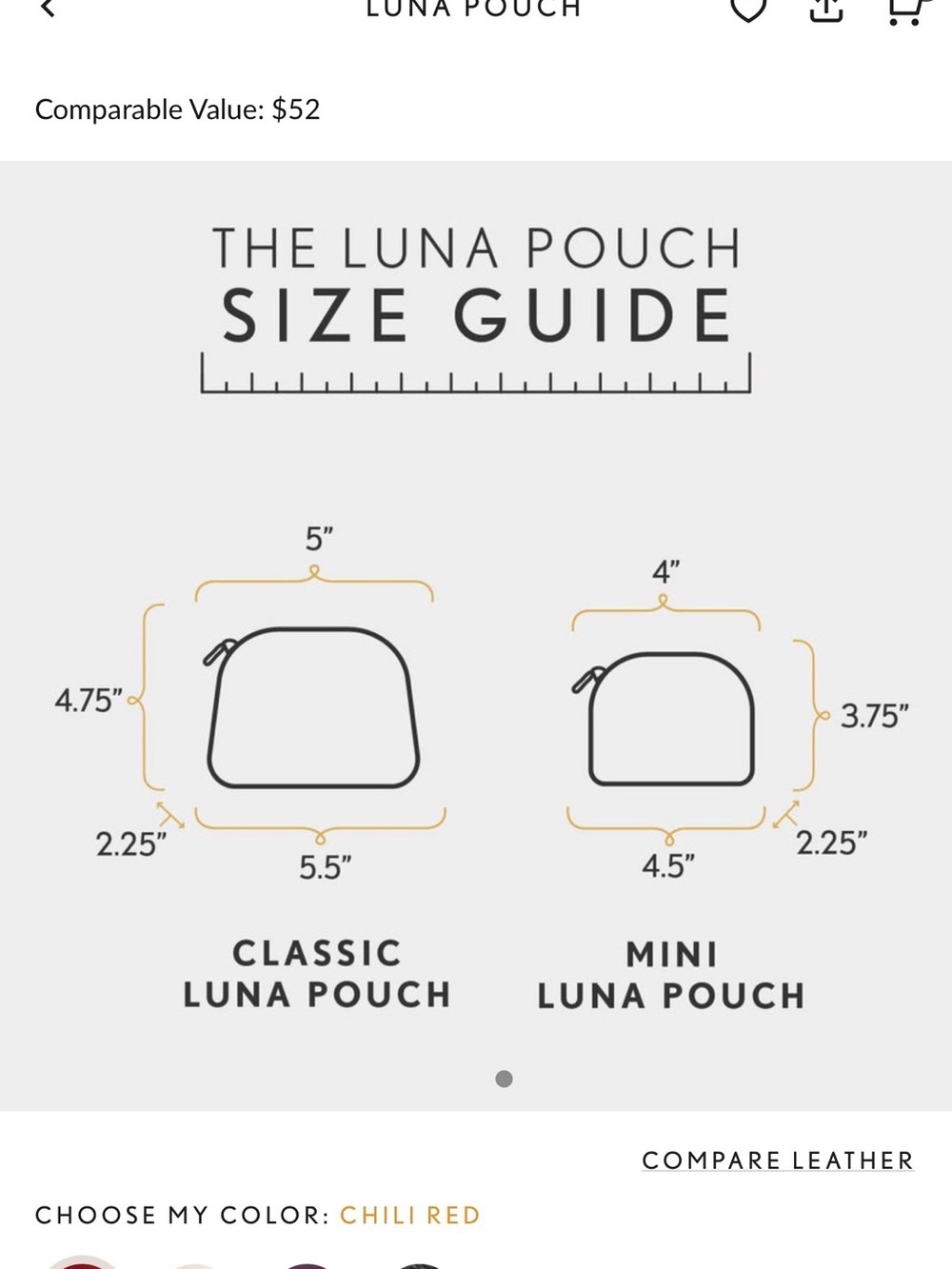 Portland Leather CLASSIC Luna Pouch - Chili Red - Picture 4 of 8